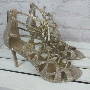 Badgley Mischka | Shoes | Belle Badgley Mischka Gold Shimmer Stiletto ...